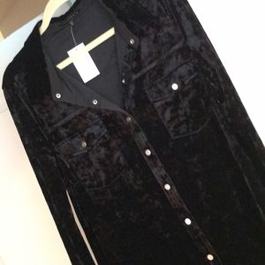 Sanctuary crushed black velvet button down